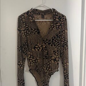 Animal Print Long Sleeve Bodysuit